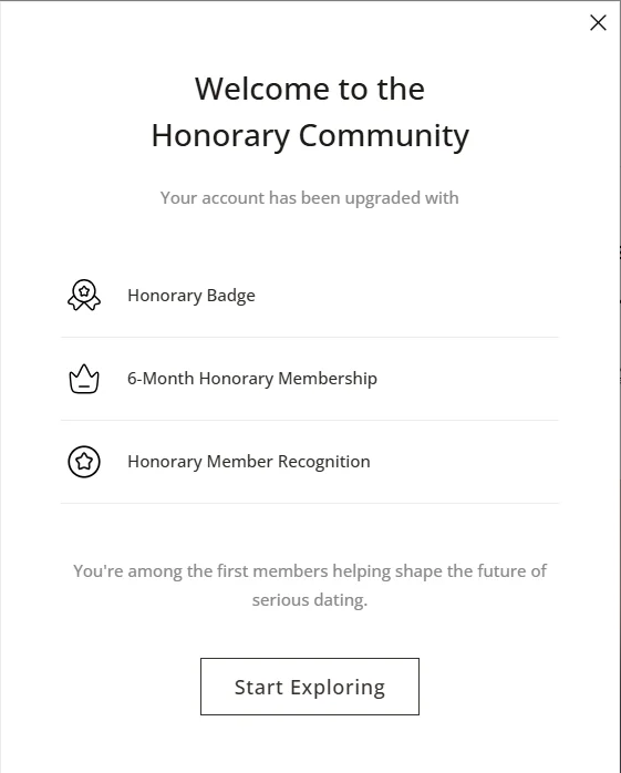 SilverSingles welcome screen granting new members a free 6-month Honorary Membership